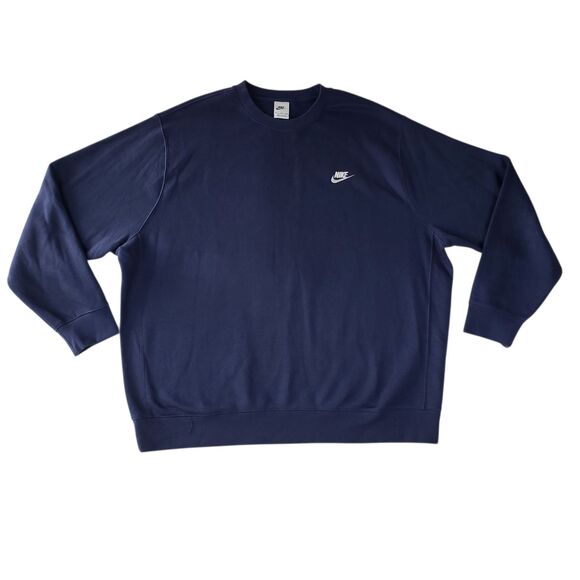Vintage Nike Swoosh Sweatshirt Mens XXL Navy Embroidered Crewneck Pullover Y2K - Picture 1 of 12
